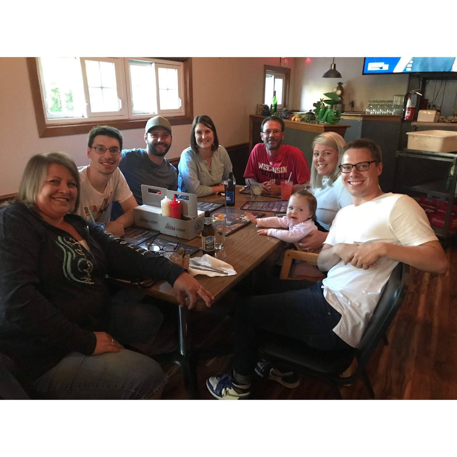 With Craig's family for his 30th birthday surprise - a visit from Michael, Hayley, and Clementine