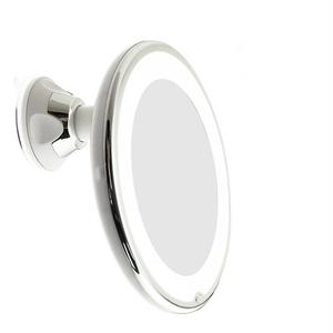 JiBen LED Lighted 10X Magnifying Makeup Mirror with Power Locking Suction Cup, Bright Diffused Light and 360 Degree Rotating Adjustable Arm, Portable Cordless Home & Travel Bathroom Vanity Mirror