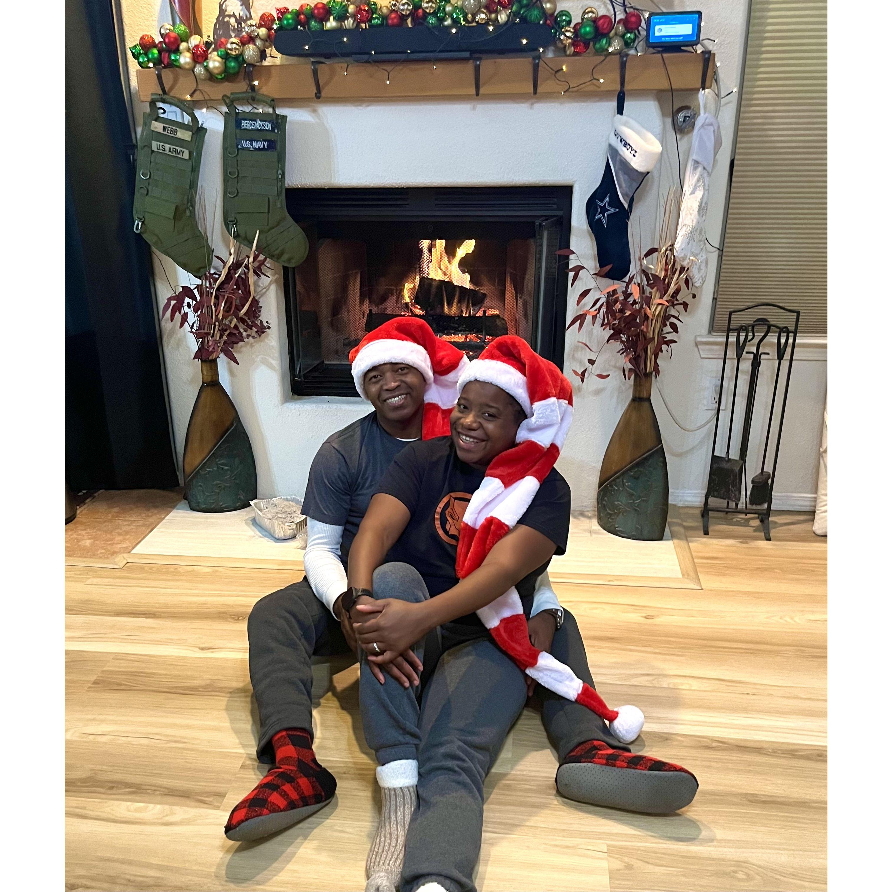 The fireplace is both Terry's and TeShayla's favorite place to relax after a long day.