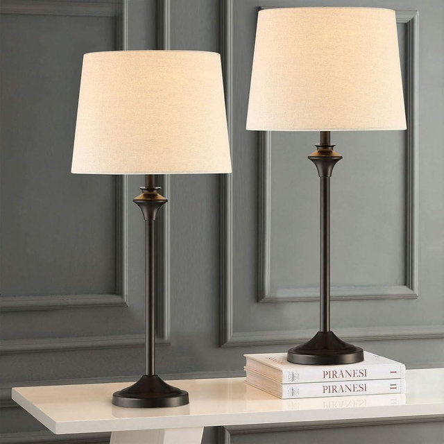 Maxax Table Lamps Set of 2 for Living Room, Buffet Lamps Black Nightstand Lamps with Fabric Shade 26“ Bedside Desk Lamps for Bedroom, Living Room, Office, Kids Room