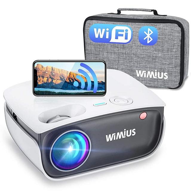 Wifi Bluetooth Projector, WiMiUS S25 6000L HD Mini Outdoor Movie Projector, Portable Phone Projector w/ Wireless Mirroring&Zoom 50%, 1080P and 300" Supported for Fire Stick, HDMI, USB,TV Box, Laptop