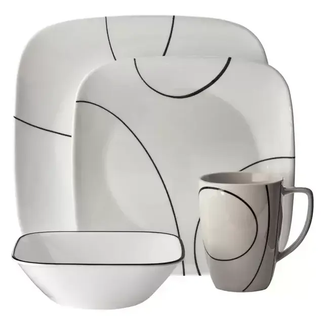 Corelle Square 16pc Dinnerware Set Simple Lines