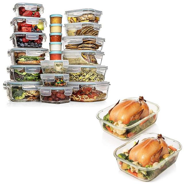 Razab 35 PC + 4 PC Glass Food Storage Containers with Lids - Meal Prep Reusable Airtight Leakproof Lunch Boxes for Adult - BPA Free