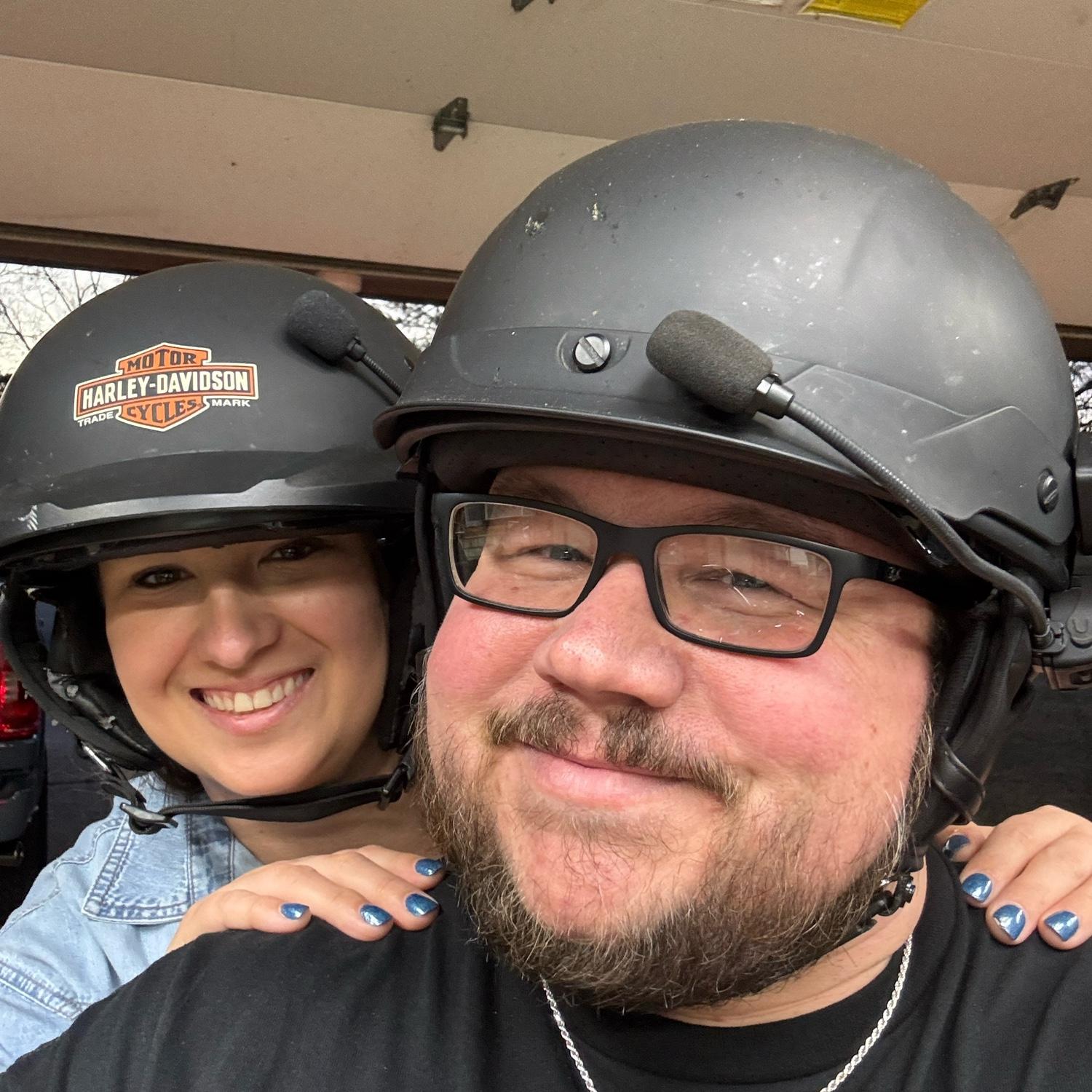 My first bike ride! Our first ride on the bike together
