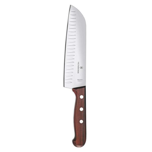 Victorinox 6.7-Inch Wood Santoku Knife with Fluted Edge
