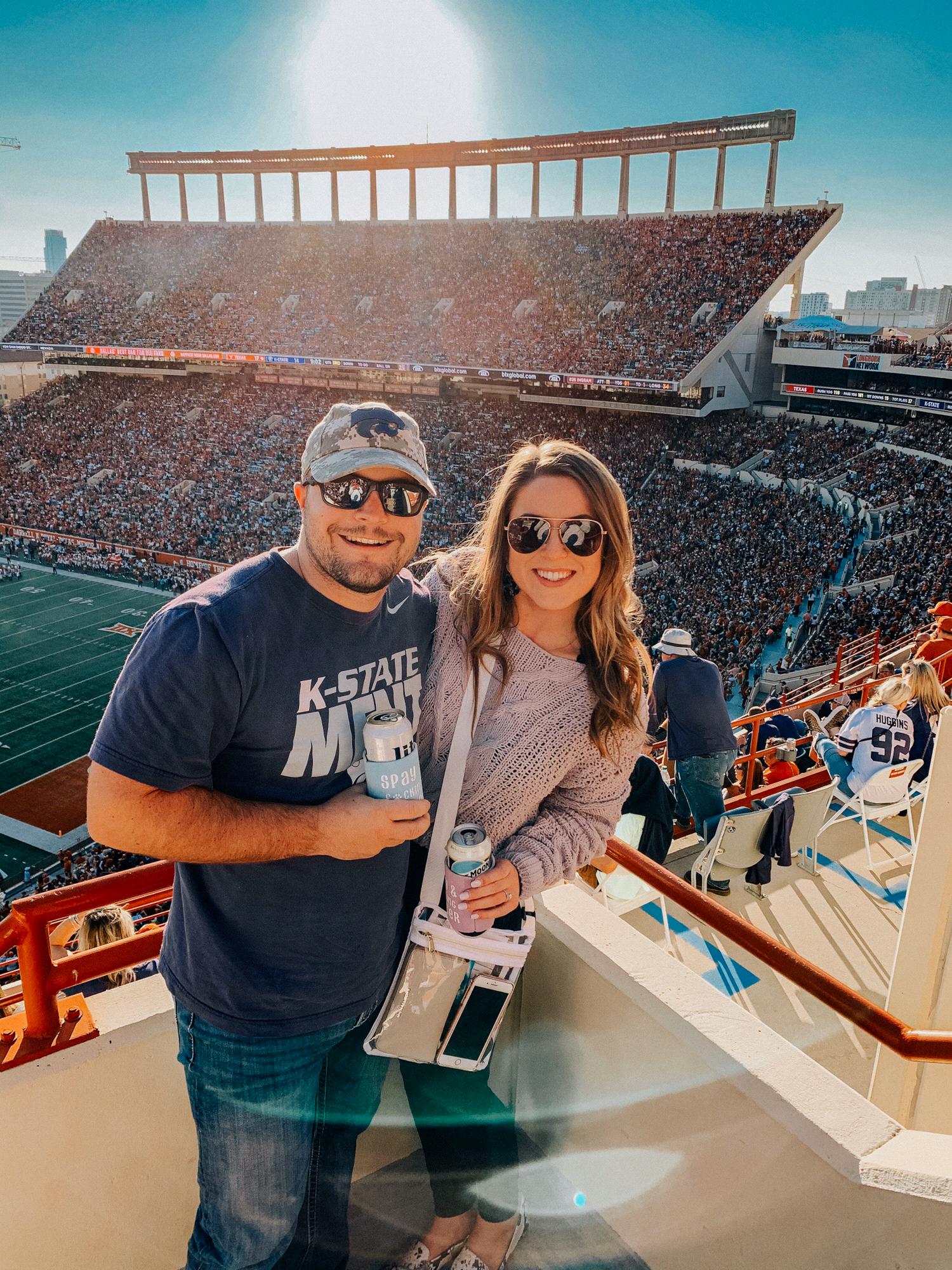 In November 2019, Katie and DJ finally went to a K-State football game together. Throughout college, Katie covered all football games and never got to sit in the crowd.