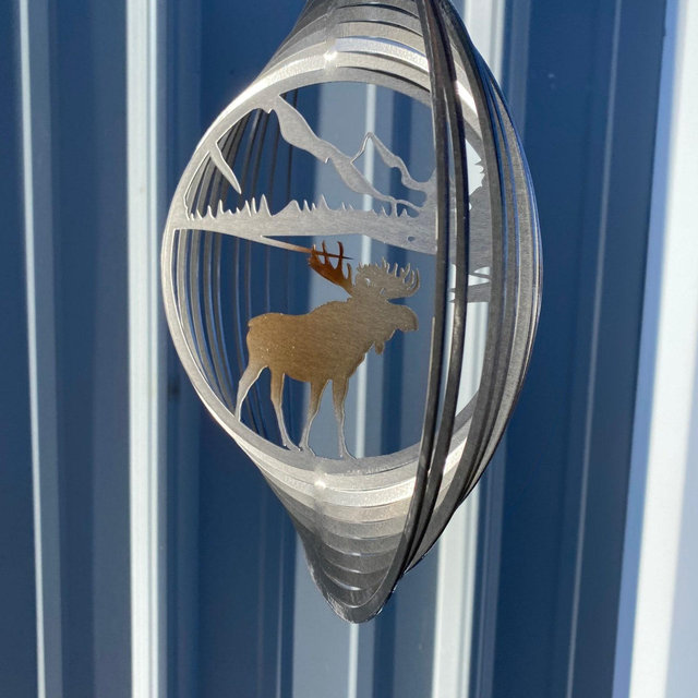 Moose wind spinner, garden decor, wildlife decoration, moose metal art, garden decorations, wind sculpture