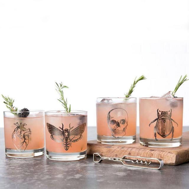 Spooky Whiskey Glassware Set Of 4 Silver