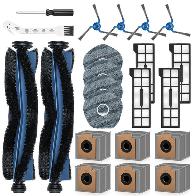 22 Pack Replacement Accessories for eufy X10 Pro Omni Robot Vacuum Cleaner, 2 Mainbrush 4 Filter 6 Dust Bag 4 Mop Pads 4 Sidebrush 1 Cleaning Brush 1 Screwdriver