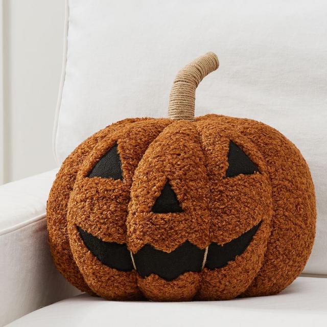 Jack-O-Lantern Shaped Pillow, 15 x 11", Orange