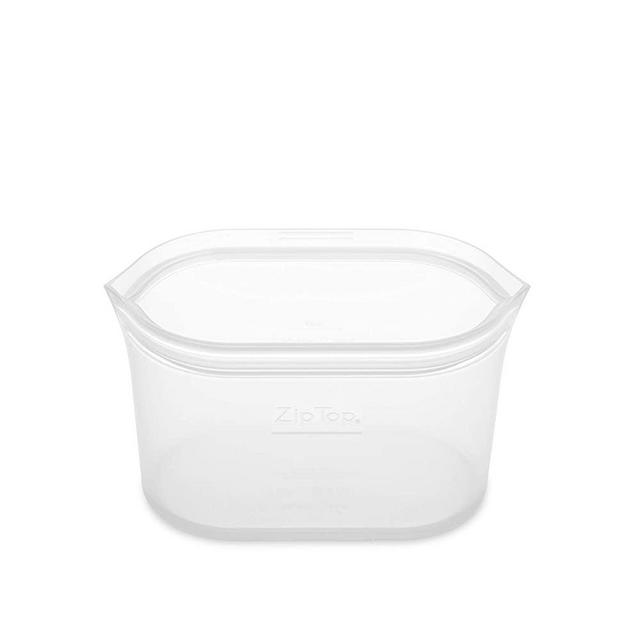 Zip Top Reusable 100% Platinum Silicone Container - Small Dish - Frost