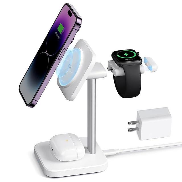 ESR 3-in-1 MagSafe Charger Stand (HaloLock), Removable Made for Apple Watch Certified Charger, MagSafe Charging Station, Magnetic Wireless Charger, iPhone 14/13/12 Series, AirPods Pro/3/2, White