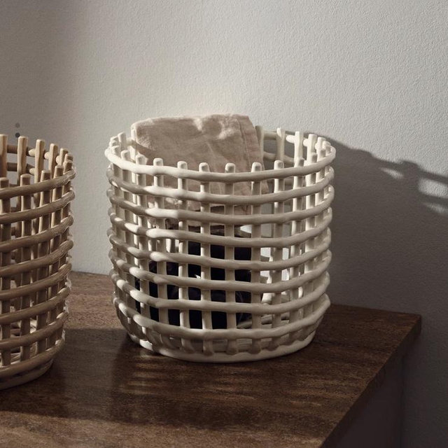 Ceramic Basket in Off-White - Large by ferm LIVING