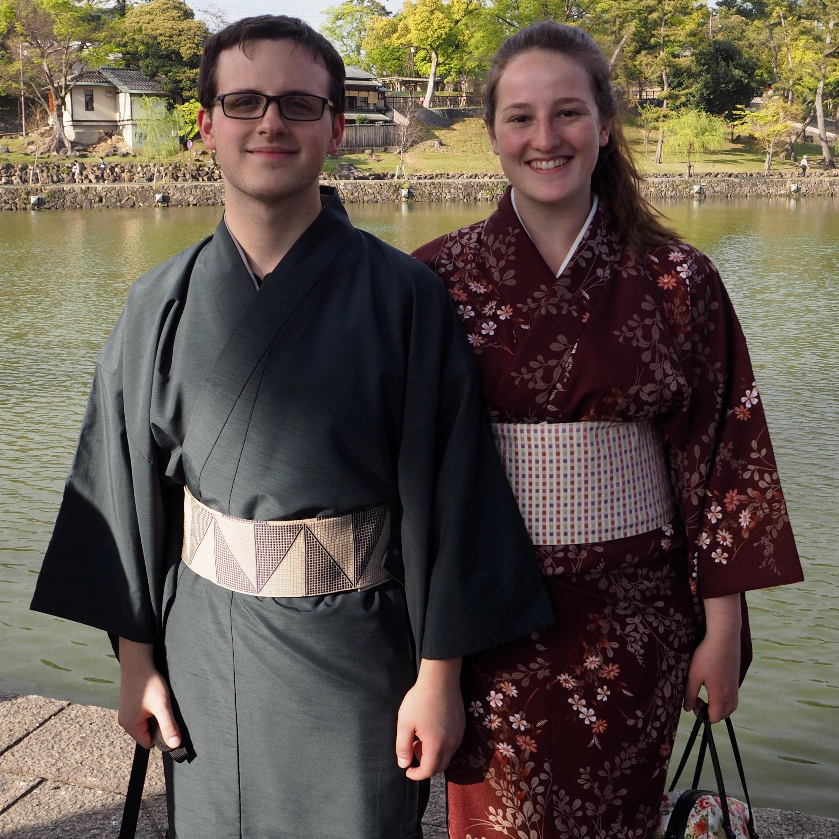 Wearing kimono in Nara, Japan. Not pictured: all the deer that bullied Jackie while Dominic stood by laughing and taking photos [2016]