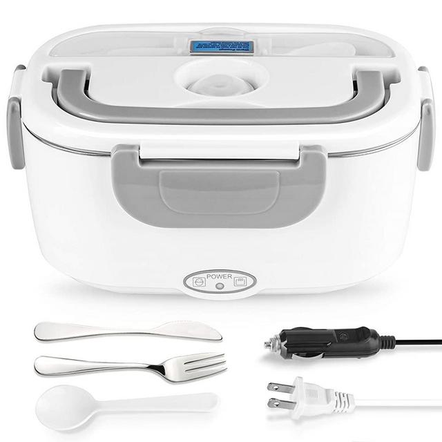 Electric Lunch Box 2 in 1, Electric Lunch Box Food Heater Car and Home Use Portable Lunch Heater 110V & 12V 40W - Stainless Steel Portable Food Warmer
