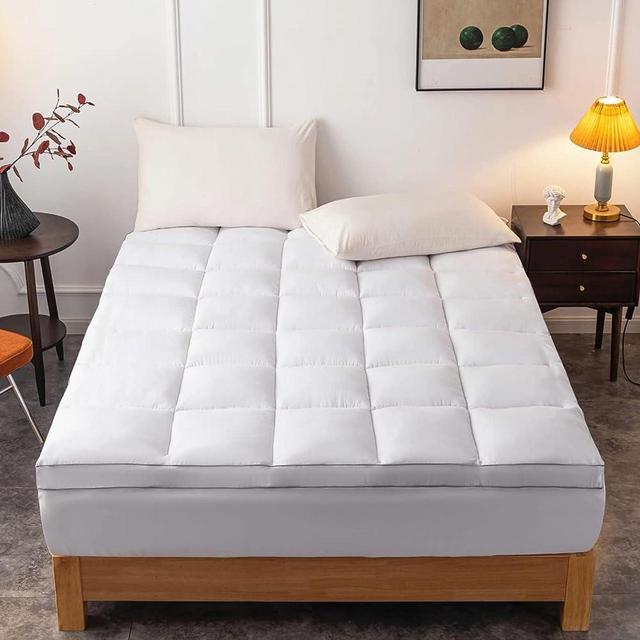 Mattress Topper King Size - Extra Thick Mattress Pad Cover - Pillow Top Deep Pocket with Breathable 7D Spiral Fiber Filling Cooling Mattress Cover