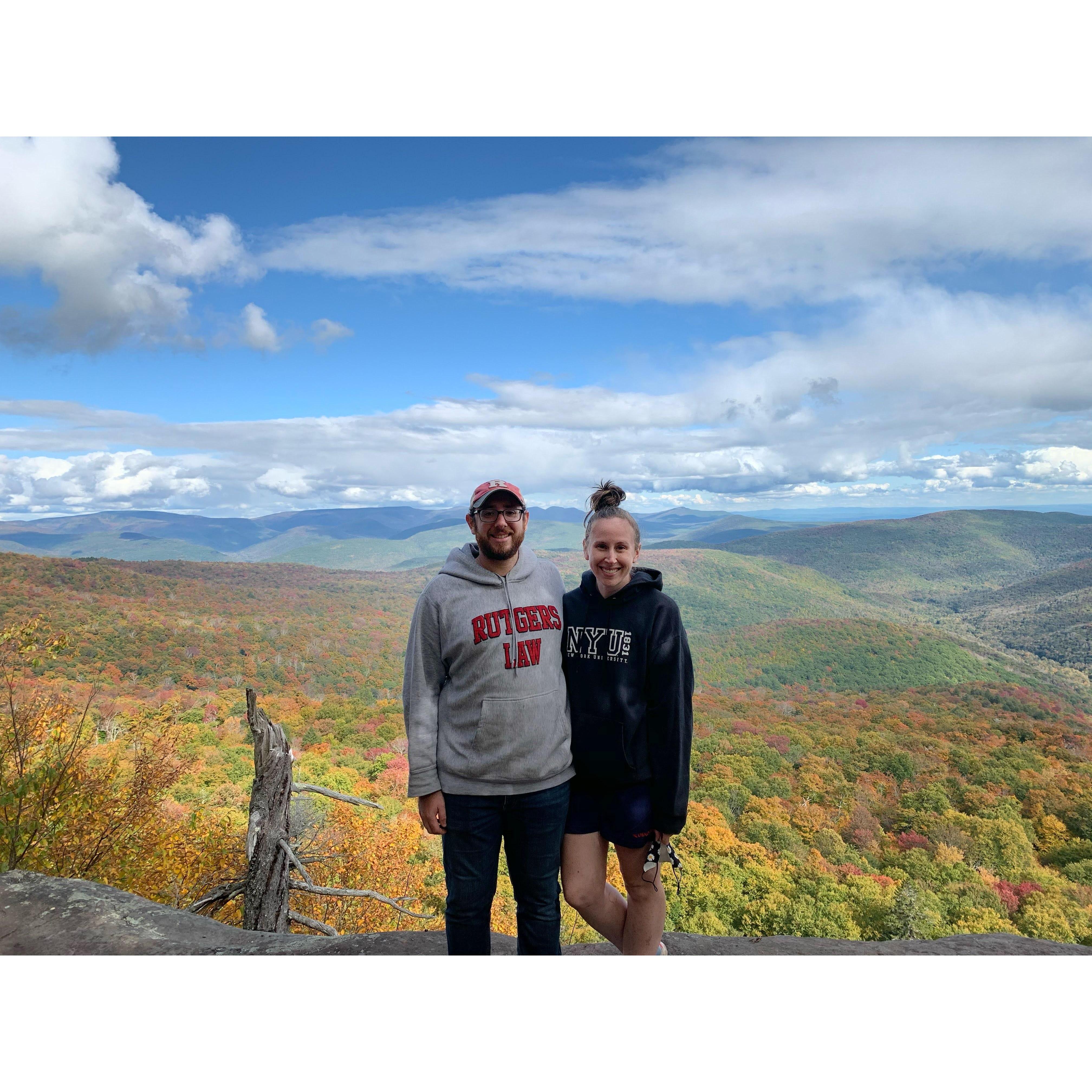 Hiking somewhere in upstate New York.