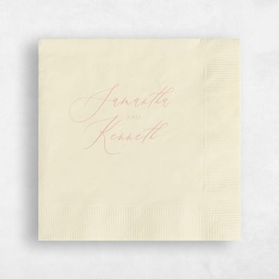 Beige Typography Wedding Napkin - Signature Script