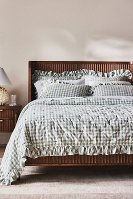 Gingham Ruffle Yarn-Dyed Cotton Quilt