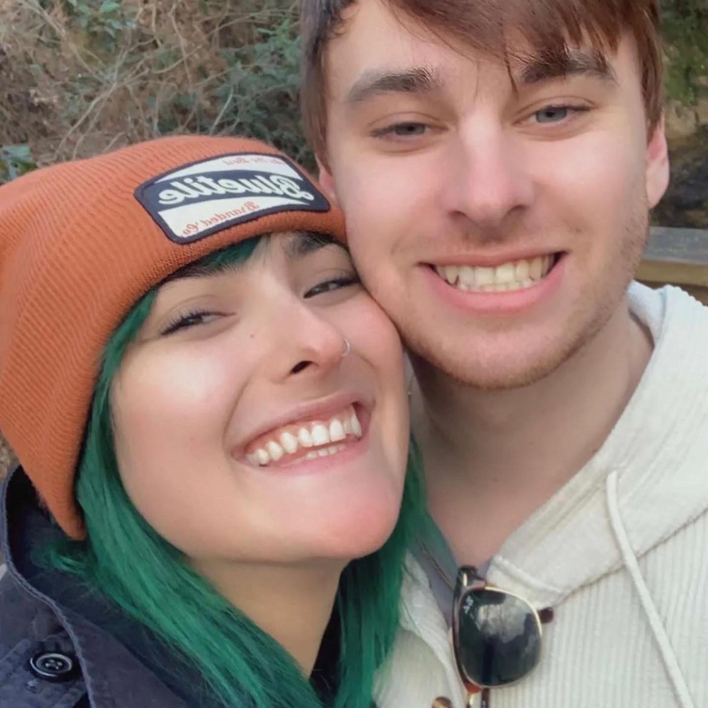 Our first picture together! Yes, Krisha had green hair!