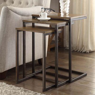 Carolina Cottage Emmitt 3-Piece Nesting Table Set in Chestnut/Black