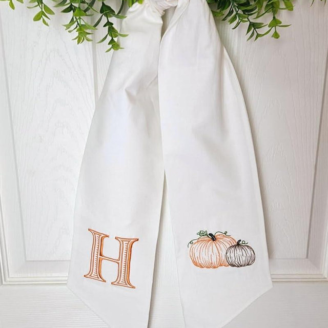Monogram Wreath Sash, Fall Wreath Sash, Halloween Wreath Sash, Fall Decor, Front Door Decor, Custom monogram door decor, Thanksgiving Door Decor, Harvest (Fall Pumpkins)