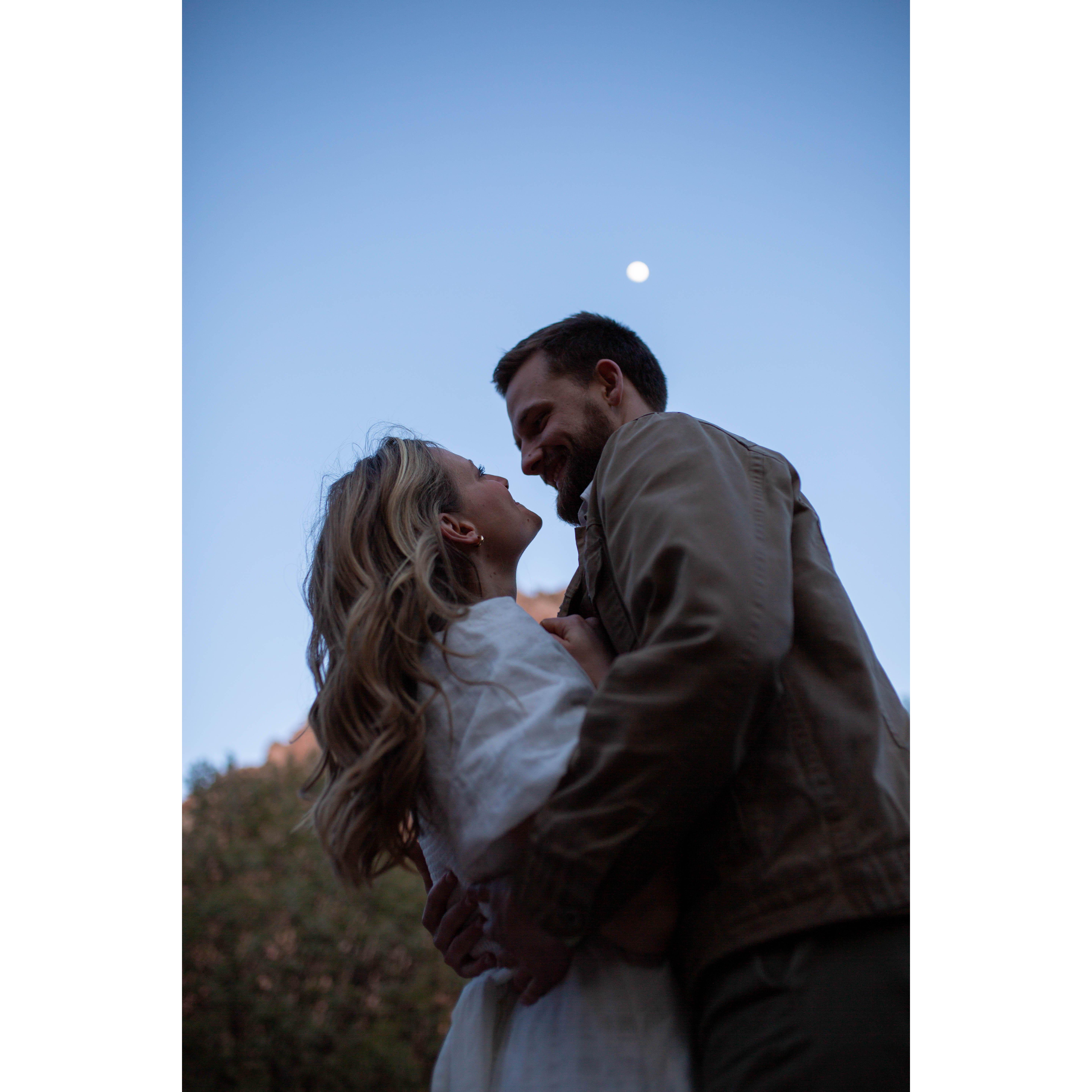 Mother Mary is symbolized by the moon... She has been guiding us in our relationship since the beginning, and we're excited to get married on October 11 which is the feast of the "Maternity of Mary"