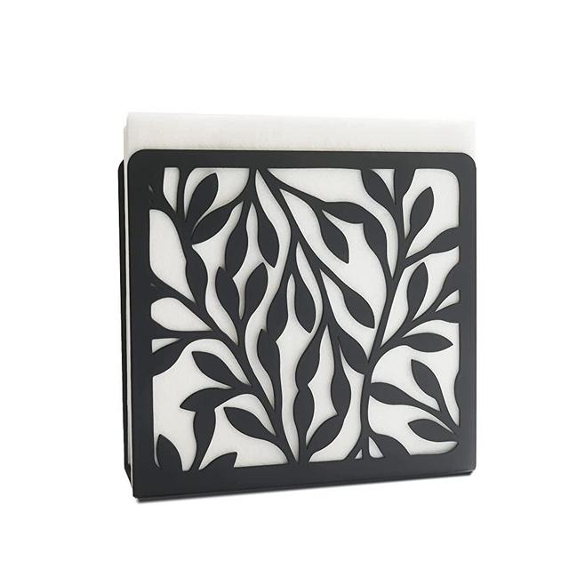 Heavy Metal Modern Leaves Silhouette Tabletop Napkin Holder For Table/Freestanding Tissue Dispenser