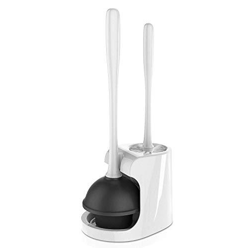 MR.SIGA Toilet Plunger and Bowl Brush Combo for Bathroom Cleaning, White