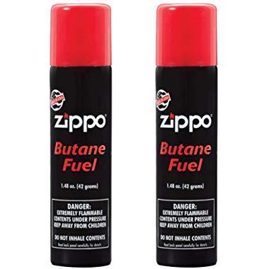 Zippo Butane Fuel, 42 Gram (2-Pack), Small, Black