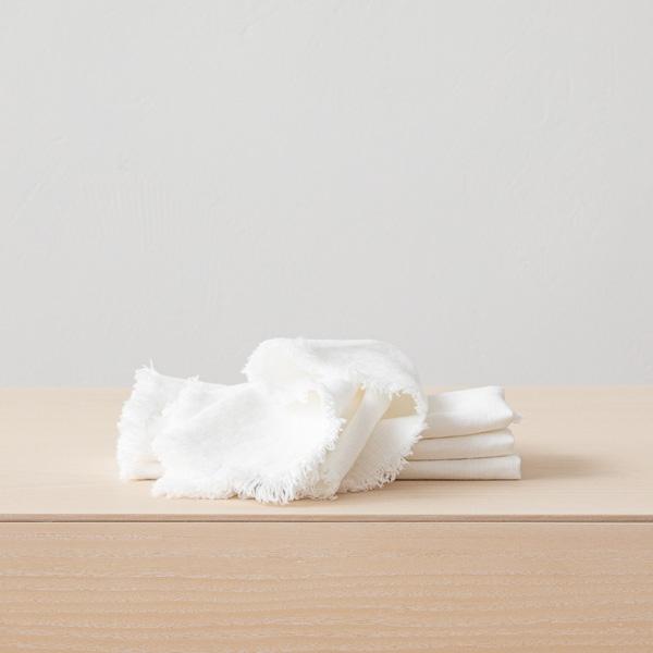 Linen Napkin Optical White Terra Fringe