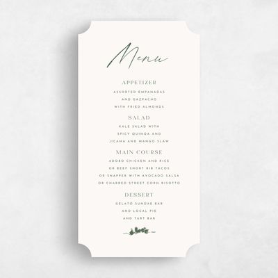 Beige Ticket Wedding Menu - Crispin