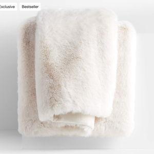 Faux Fur 70"x55" Ivory Throw Blanket | Crate & Barrel