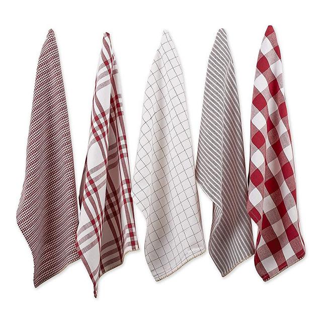 DII Farmhouse Basic Kitchen Collection Woven, 18x28, Barn Red 5 Piece