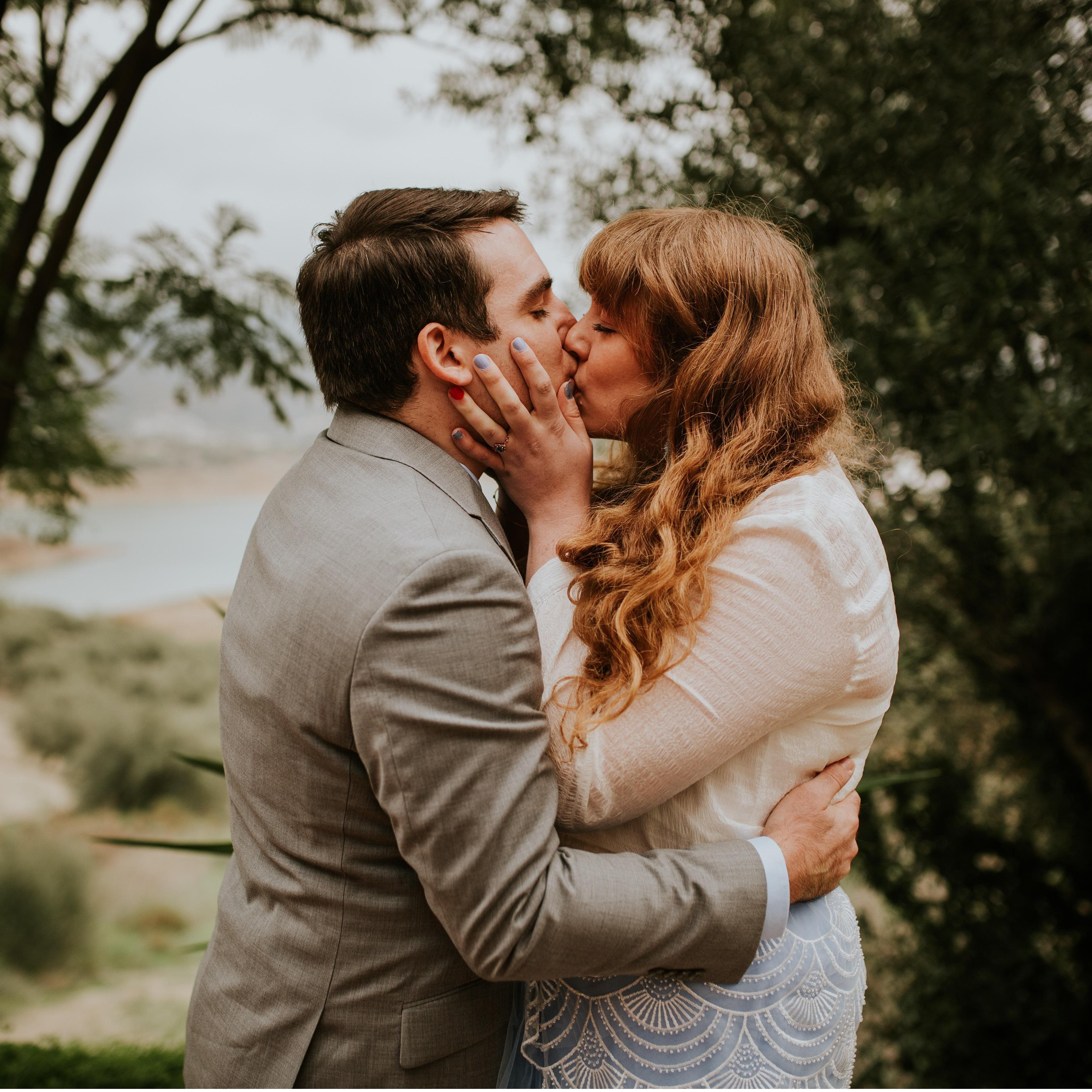 Our first kiss as a married couple!