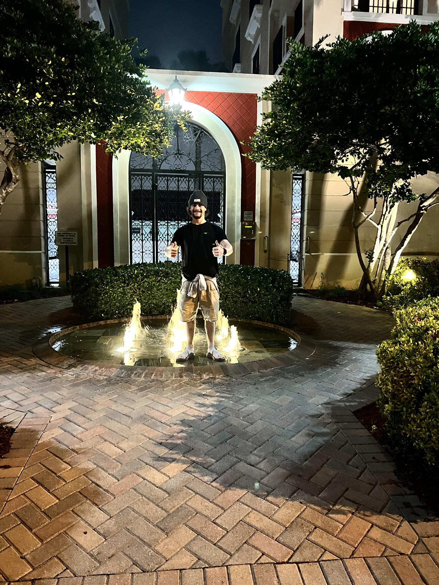Jamie loved seeing all the different fountains, Kaleb hopped in one while she was taking pictures