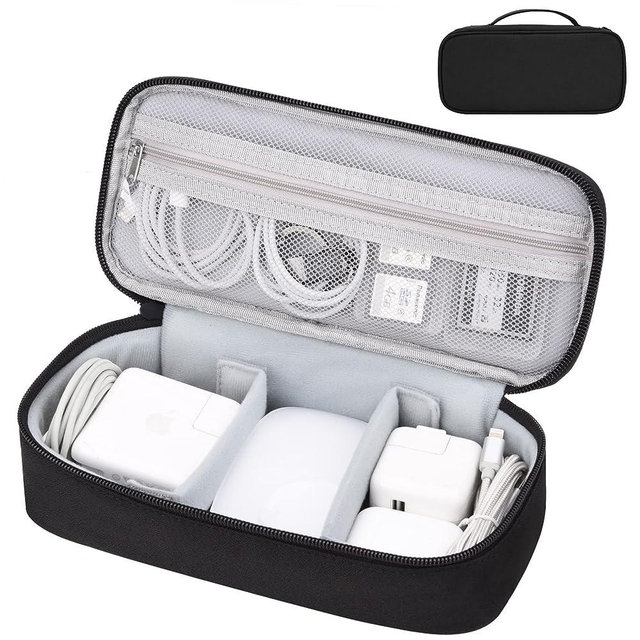 Yundoor Cable Organizer Bag, Electronics Carrying Travel Case for Charger & Cords,Tech Accessories, Portable Power Bank (Black)