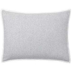 Belgian Flax Linen Contrast Flange Sham, Standard, Smoke