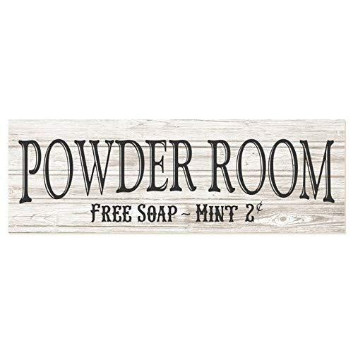 Powder Room Rustic Wood Wall Sign 6x18 (White)