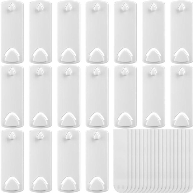 18Pcs Hooks Picture Hanging, Picture Hangers for Sawtooth/Wire Back Frames with Adhesive Backing, 18 Large Removable Adhesive Strips, No Nails Picture Hooks