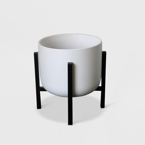 Ceramic Planter With Stand White/Black - Project 62™