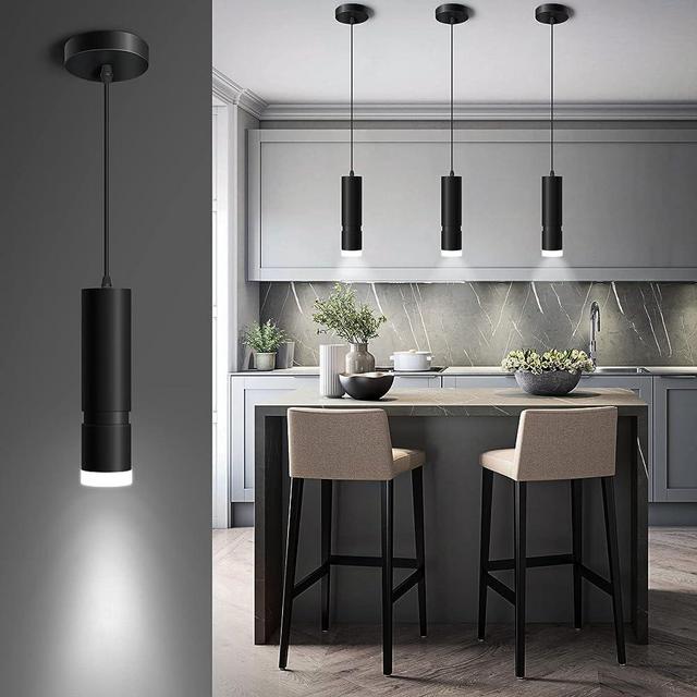 OKELI Black Pendant Light,Modern LED Kitchen Island Light,Unique Adjustable Focus Pendant Lighting for Kitchen Island Dining Room,Bedroom,Bar,Mini pendent spot Lights with 20W,4000K,ETL5026458(1Pack)