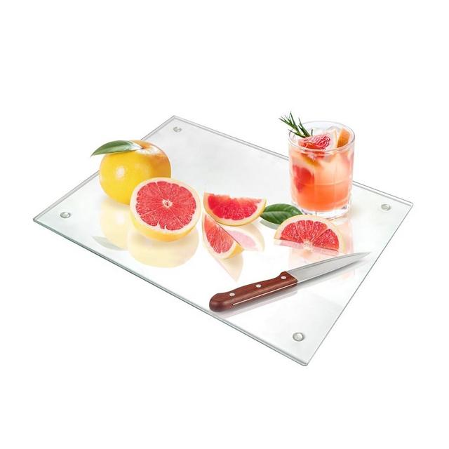 Seelenruhe Tempered Glass Cutting Board for Kitchen Counter, 12x16 inch Clear Cutting Board for Countertop, Non-Slip, Heat-Resistant, Machine Washable, Easy to Clean, Kitchen Decoration
