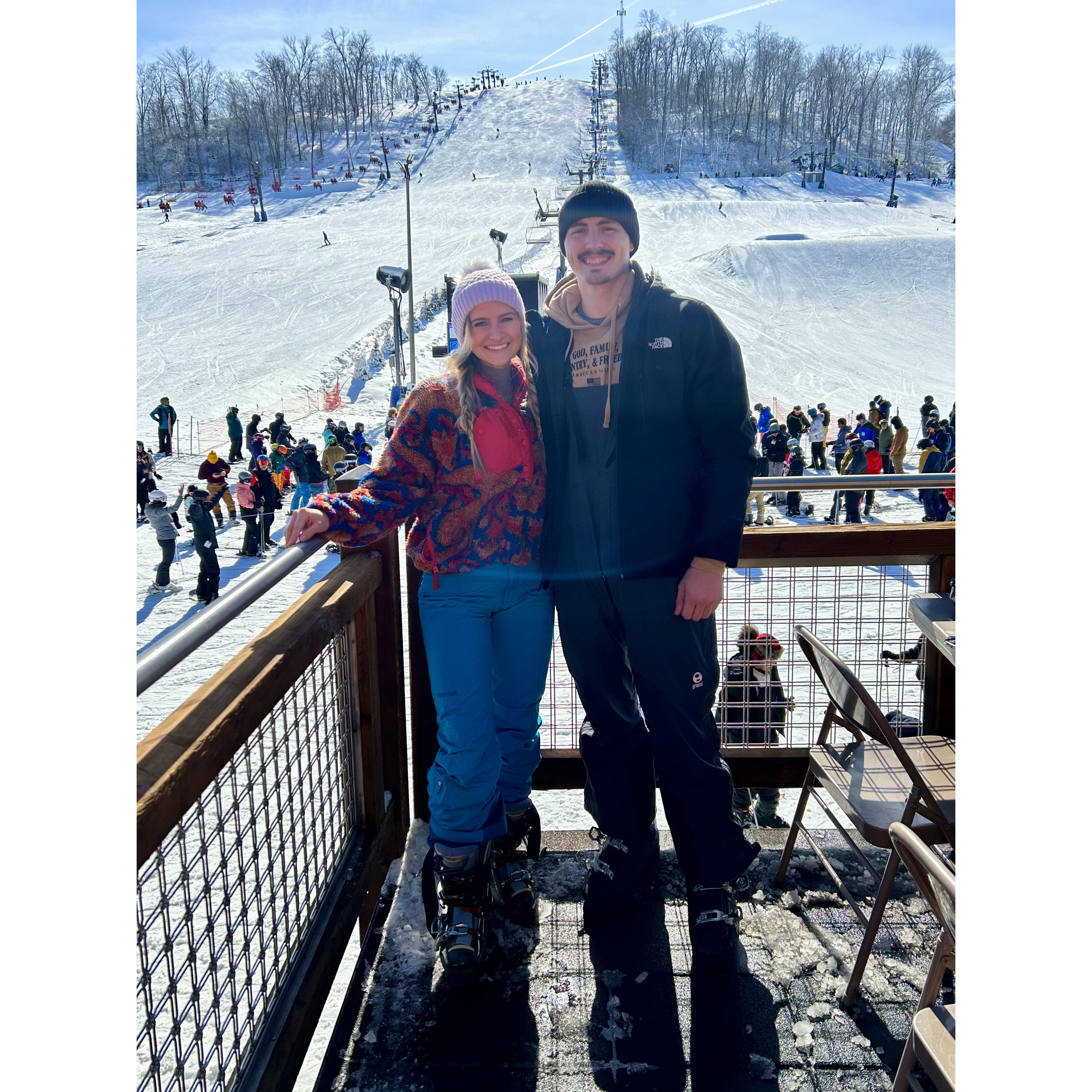 Alex embracing the Susey's love of skiing and starting to learn !