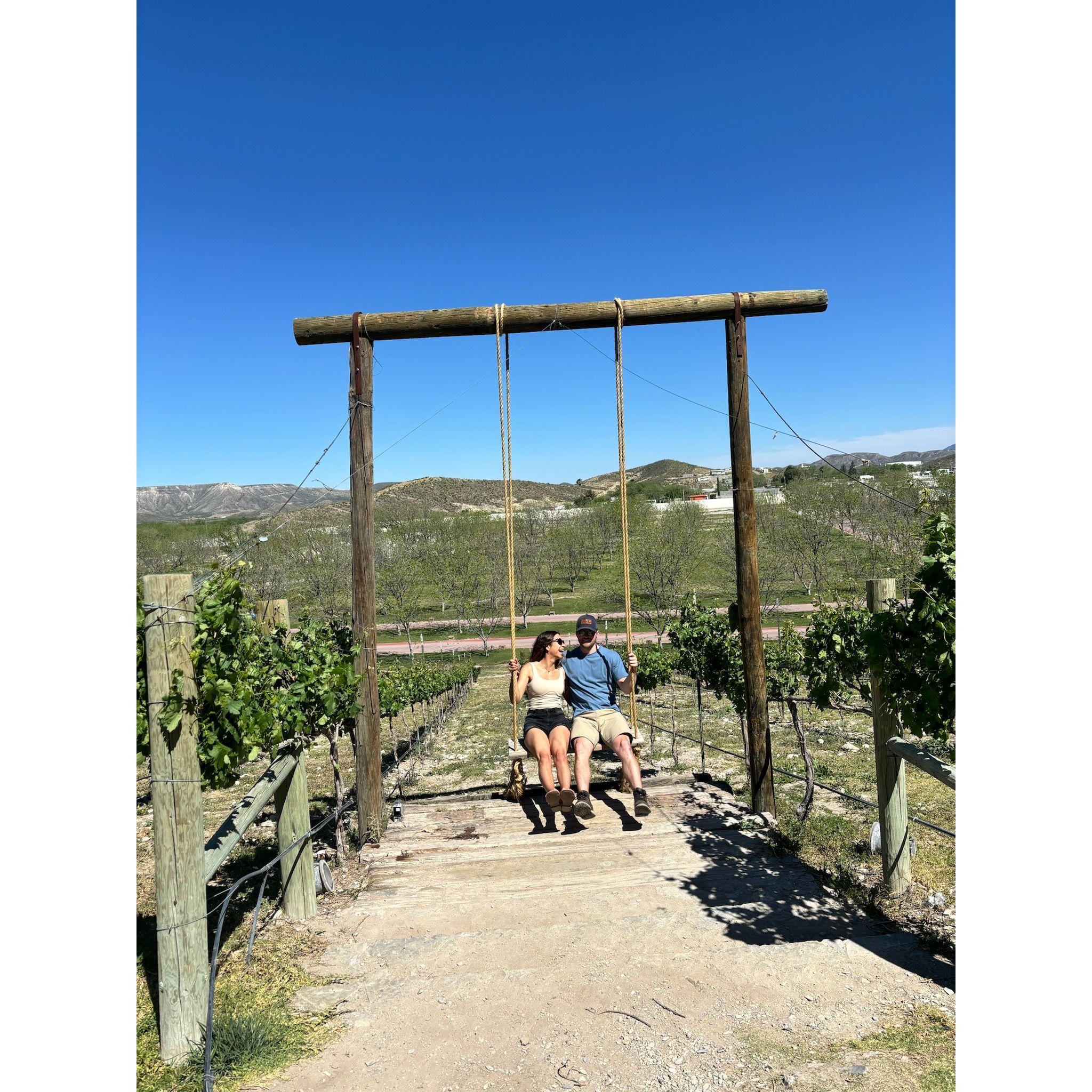 Paola and Ryan having a blast in the swing.