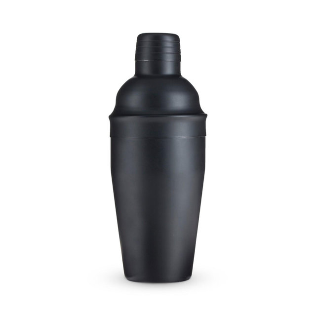 True Ash Matte Black Cocktail Shaker, 18 Oz Stainless Steel Cobbler Shaker with Lid & Strainer