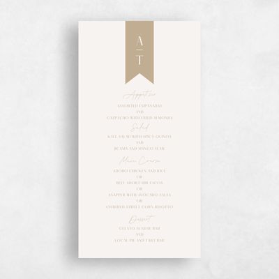 Tan, Beige Wedding Menu - Raven