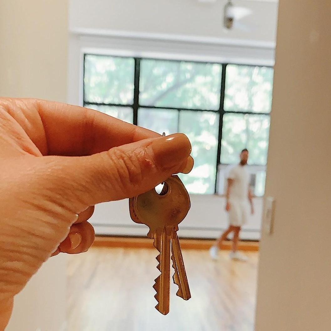 first apartment together in New York - we learned our next home must have doors...