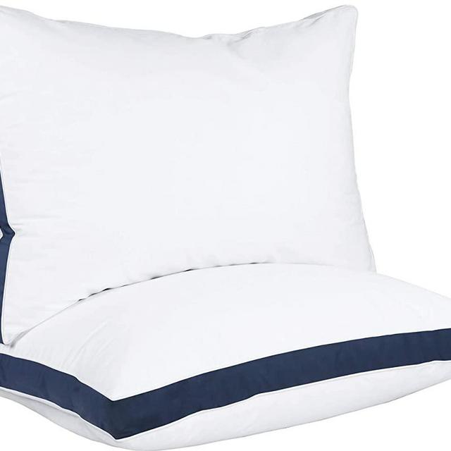 Utopia Bedding Gusseted Pillow (2-Pack) Premium Quality Bed Pillows - Side Back Sleepers - Navy Gusset - King - 18 x 36 Inches