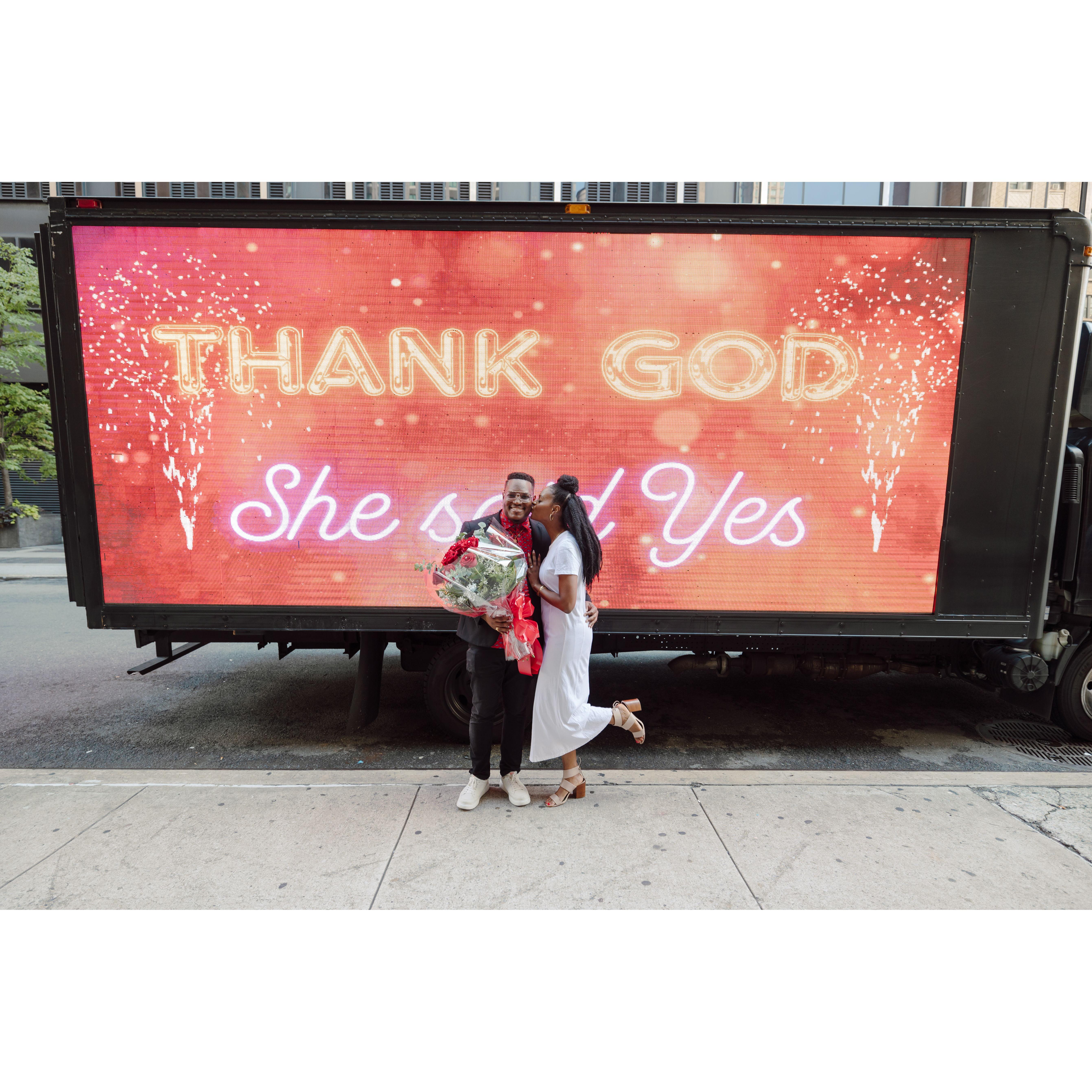 "Thank God she said yes!!!" I absolutely did!